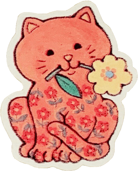 Sticker of a cat with a flower pattern in its fur