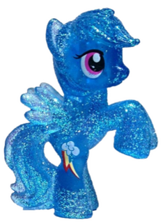 A glittery blue figurine of Rainbow Dash